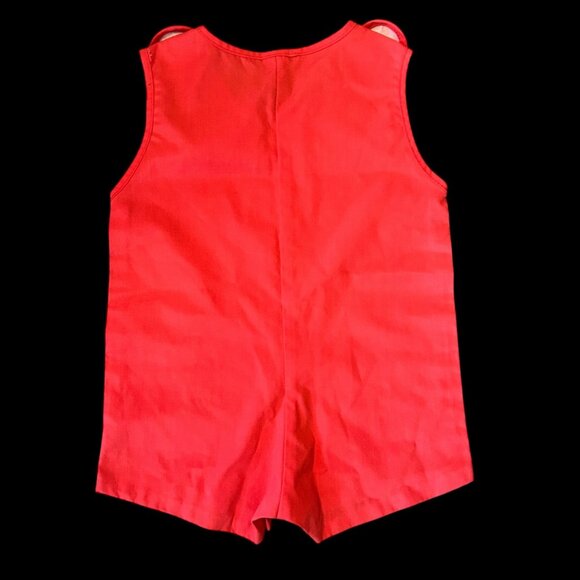 Vintage Sears Cherry Red Train Embroidered Sunsuit Romper 12-18 Months - Picture 5 of 5